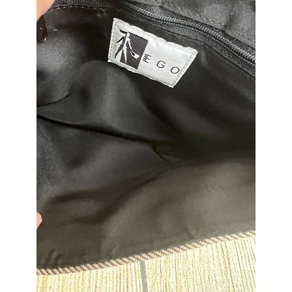 Vtg Ego Shoulder Bag Handbag Beige Baguette Canvas Minimalist Medium Size Y2K - Picture 10 of 10